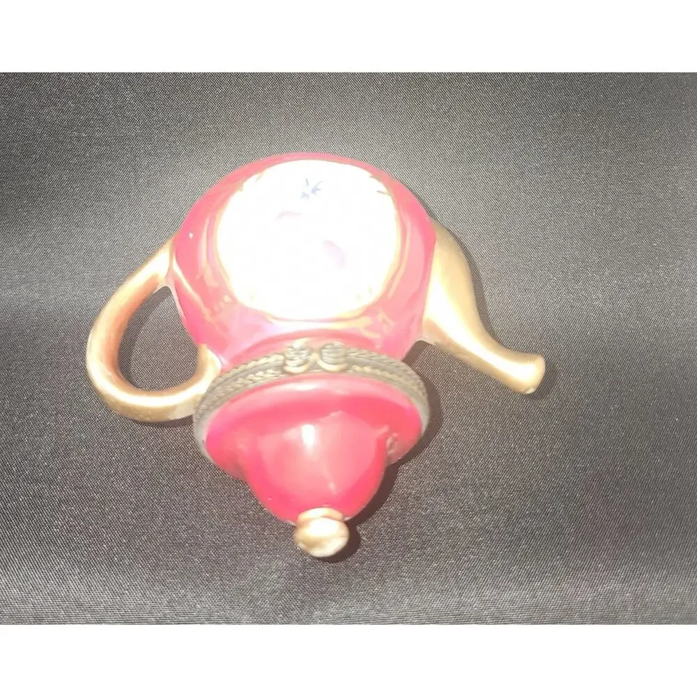 Miniature Teapot trinket box with cute flowers painted on front
